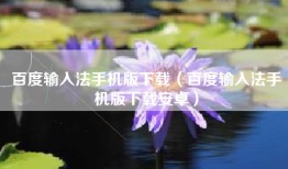 百度输入法手机版下载（百度输入法手机版下载安卓）